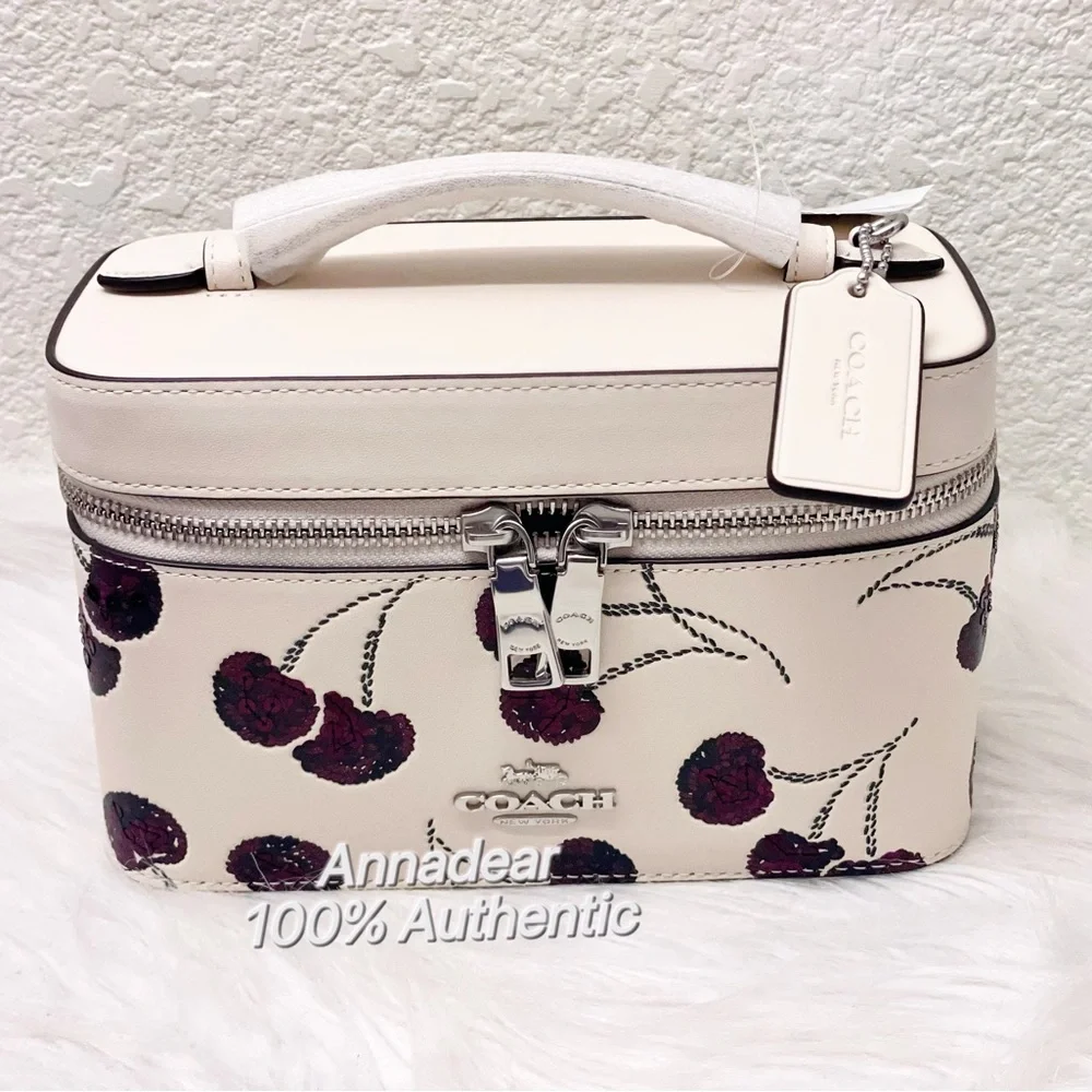 NWT Coach Cosmetic Case With Cherry Print in Chalk Multi CDC13 - Picture 4 of 11